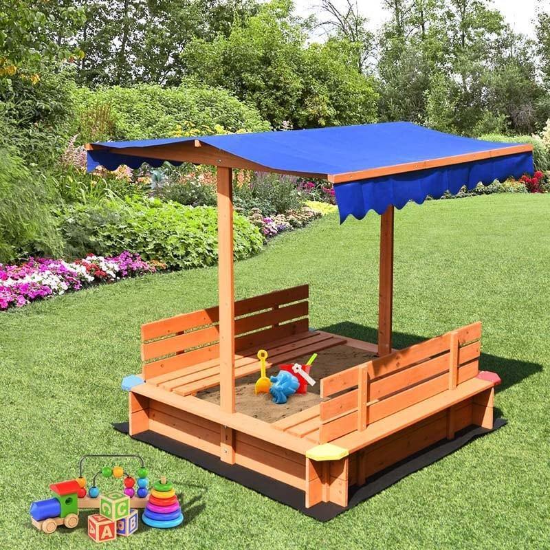 Kids Wooden Sandbox with Canopy