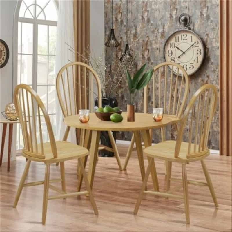 Windsor Chairs Set of 2, Vintage Wood Dining Chairs French Country Armless Spindle Back Dining Chairs for Kitchen Island