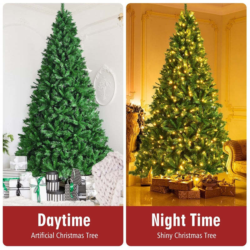 9ft Pre-Lit Hinged Artificial Christmas Tree with 2264 PVC Branch Tips 850 LED Lights