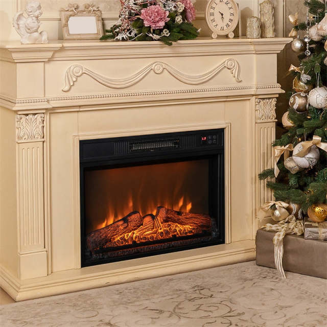 23" Electric Fireplace Insert, 1400W Freestanding Recessed Fireplace Heater with Remote Control, Adjustable Flame, Thermostat & Overheat Protection