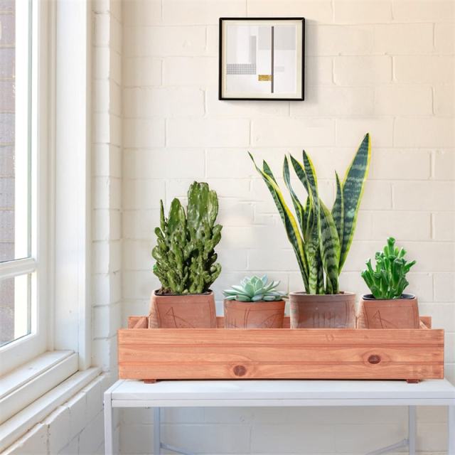 Wooden Raised Garden Bed, Rectangle Planter Box with Removable Bottom & Drainage Holes, Wood Planter Bed for Vegetables, Flowers, Herbs