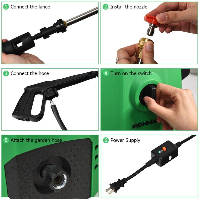 3500PSI Electric Pressure Washer 2.6GPM 1800W Portable High Power Washer Machine with Foam Cannon & 4 Nozzles for Car Fence Patio Garden Cleaning