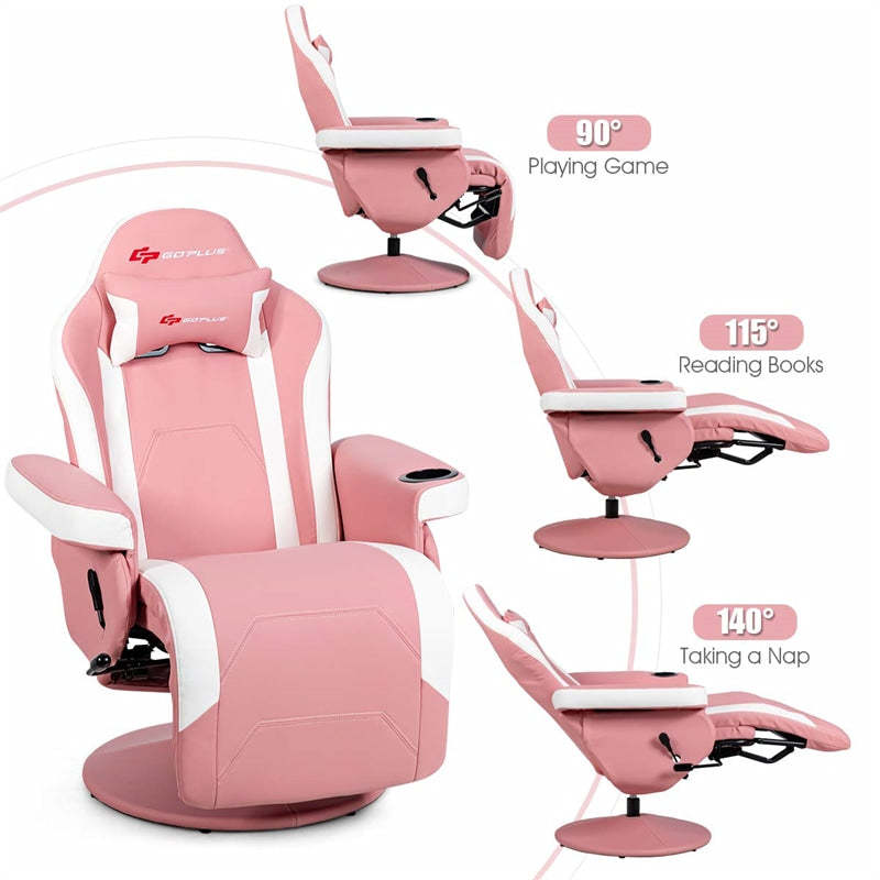 Gaming Recliner Massage Gaming Chair with Adjustable Backrest & Footrest, Ergonomic High Back PU Leather Computer Office Chair Swivel Game Sofa