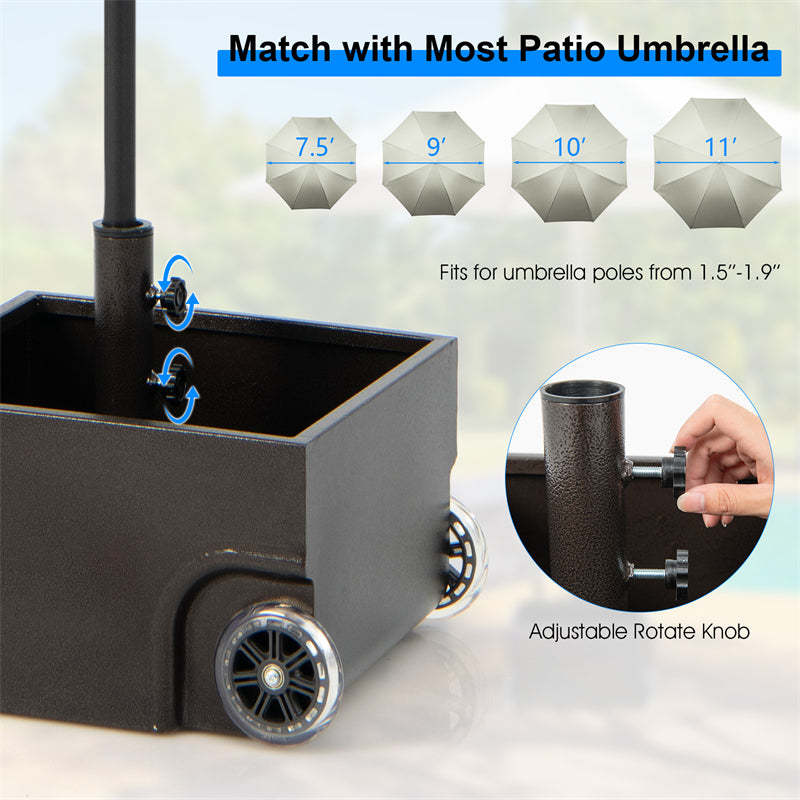 170lbs Filled Umbrella Base Outdoor Heavy Duty Umbrella Stand with Wheels