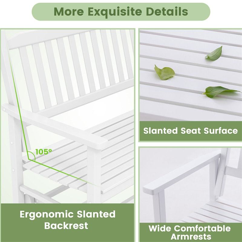 2 Person Outdoor Glider Bench Poplar Wood Patio Swing Glider Loveseat Porch Glider Rocking Bench with Armrests, Slatted Seat & Backrest
