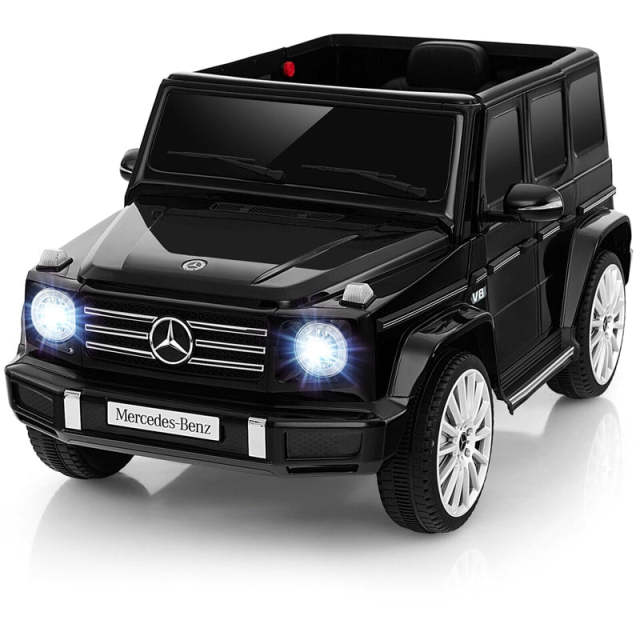 12V Kids Ride-On Car, Licensed Mercedes-Benz G500 Battery Powered Ride-On Truck with Remote Control, Rocking Mode & LED Lights for Child Age 3+