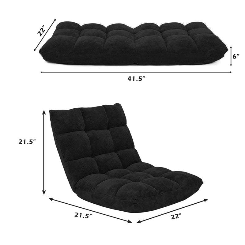 14-Position Adjustable Floor Chair, Folding Sofa Chair with Back Support, Floor Gaming Recliner for Living Room, Meditation, Reading