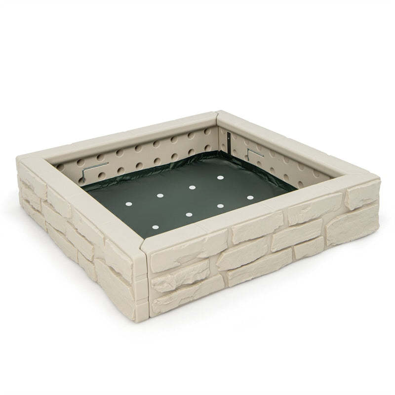4FT Kids Sandbox, Weather Resistant HDPE Square Sand Pit with Oxford Cover & Bottom Liner for Outdoor Backyard, Lawn, Garden & Beach Play