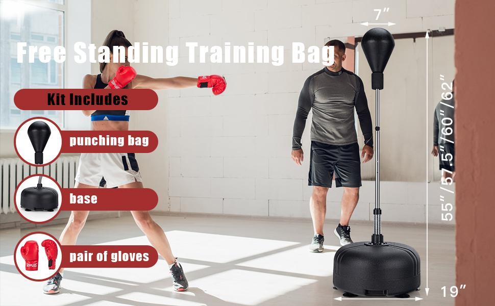 Adjustable Height Freestanding Punching Bag with Stand and Boxing Gloves for Adults Kids