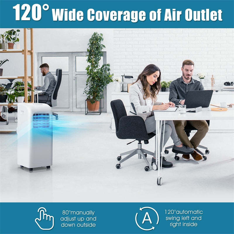 8000 BTU Portable Air Conditioner with Dehumidifier Function, Remote Control & Window Kit, Energy Efficient AC Unit for Rooms Up to 200 Sq. Ft