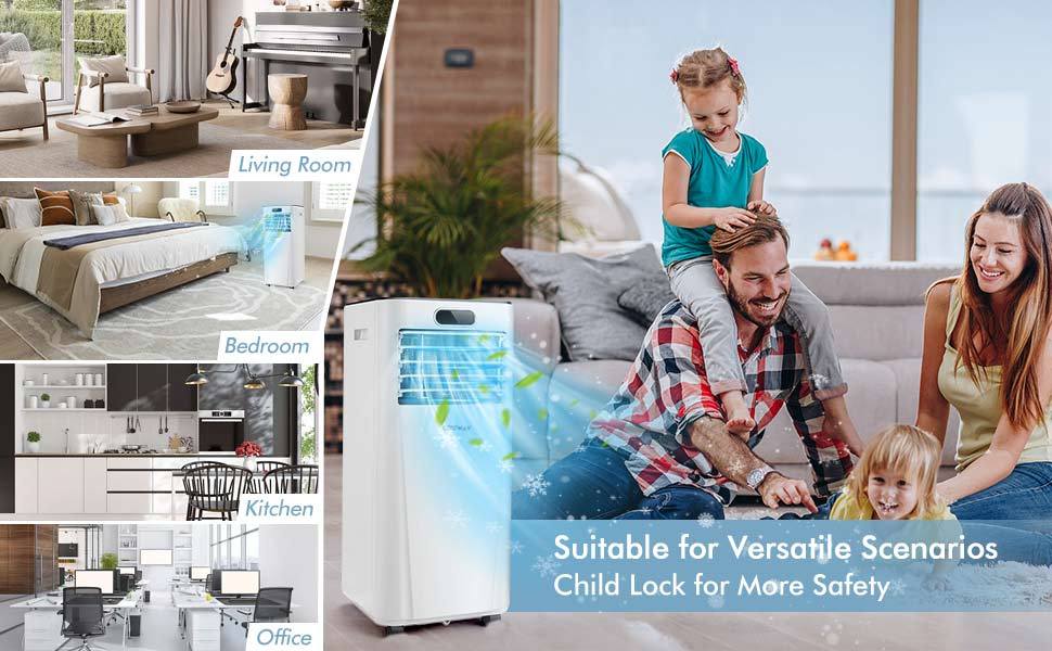 10000 BTU Portable Air Conditioner Air Cooler with Remote Control for Home & Office
