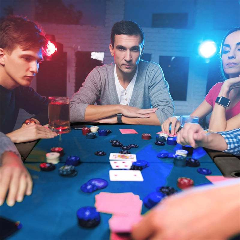 8-Player Poker Table, Foldable Card Board Game Table with Cup Holders, Casino-Grade Felt, Portable Texas Holdem Table for Blackjack Casino Games