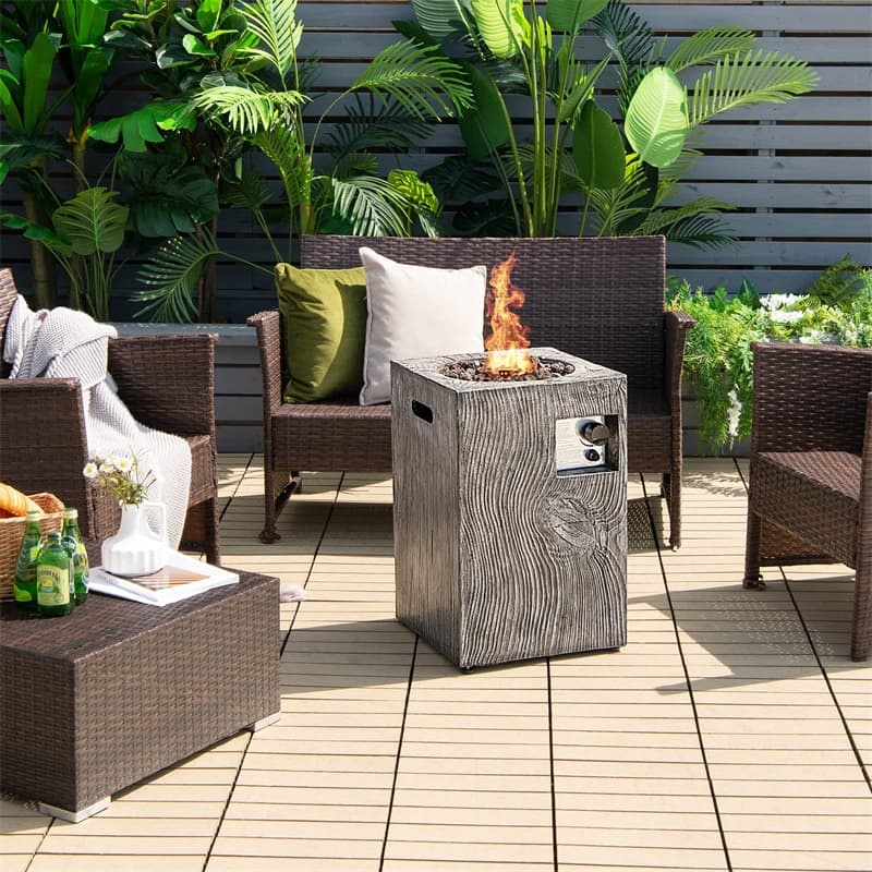 16" Square Propane Fire Pit, 30,000 BTU Auto-Ignition Outdoor Gas Fire Pit with Protective Cover, Touch-up Pen & Lava Rocks