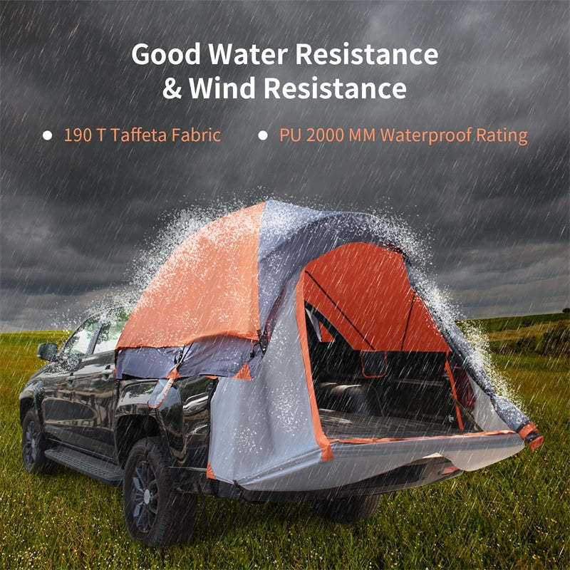 Waterproof Truck Bed Tent with Removable Rainfly, Mesh Windows & Carrying Bag, 2-Person Portable Pickup Tent for Camping, Travel, Hiking