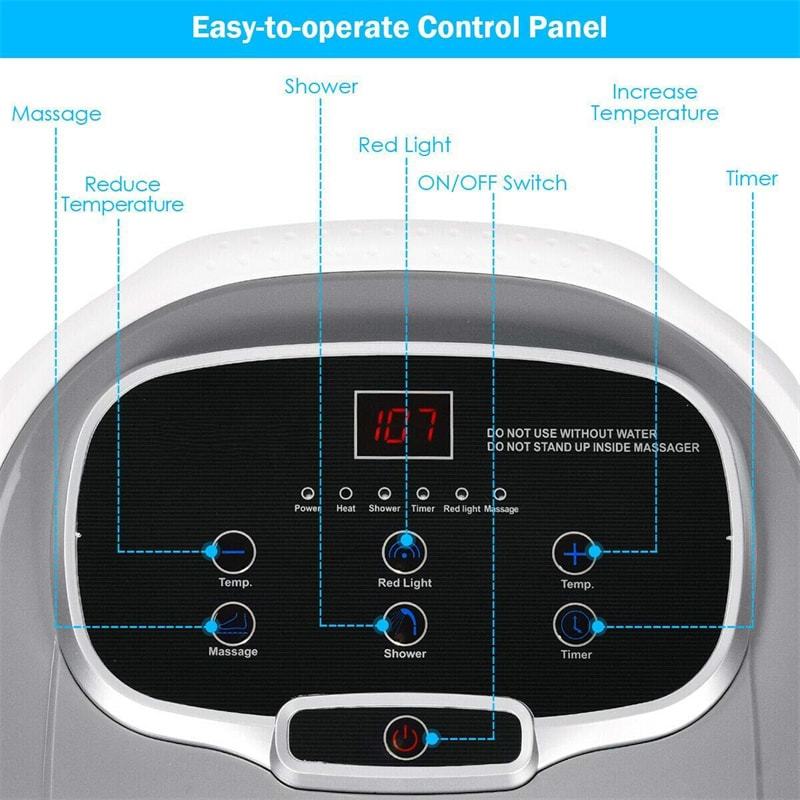 Foot Spa Bath Massager with Heat, Portable Pedicure Foot Spa Tub w/ Motorized Rollers, Shiatsu Massage, Temp Control, Adjustable Shower for Home