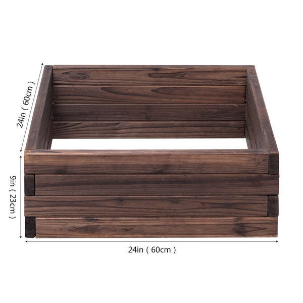 24" L x 24" W Square Wooden Raised Garden Bed Flower Vegetable Planter