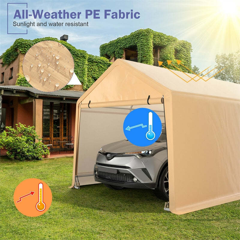 9' x 17' Heavy Duty Carport Car Canopy Portable Garage Shelter Outdoor Storage Tent with Roll-up Front Door