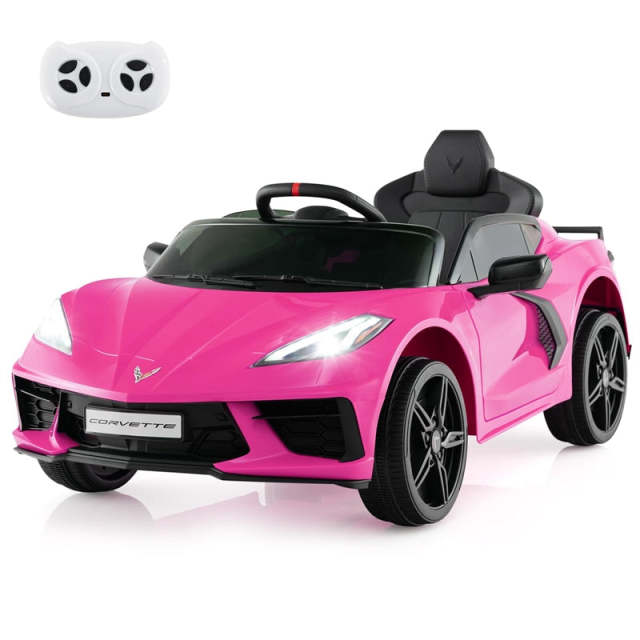 12V Kids Ride On Car Licensed Chevrolet Corvette C8 Electric Toy Car with Remote Control, Wireless Connection, Lights, Gift for Boys & Girls