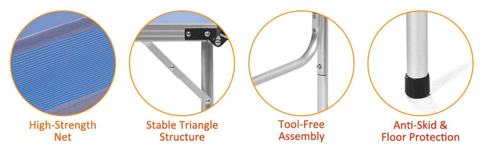 60" Portable Table Tennis Table Folding Ping Pong Table with Net, 2 Paddles & 4 Balls, Multipurpose Freestanding Table for Indoor Outdoor Use