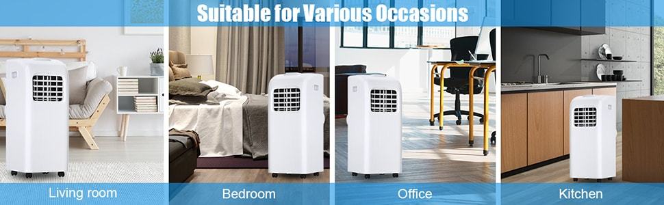 8000 BTU Portable Air Conditioner 3-in-1 Air Cooler Dehumidifier Function with Remote Control LED Display Window Kit