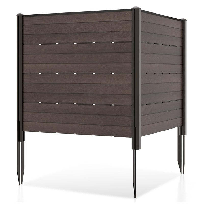 Air Conditioner Fence 2 Panels, 48"W x 46"H Outdoor HDPE Privacy Screen with 5 Ground Stakes, Freestanding Fence for Pool Pump & Trash Cans