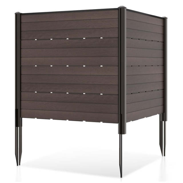 Air Conditioner Fence 2 Panels, 48"W x 46"H Outdoor HDPE Privacy Screen with 5 Ground Stakes, Freestanding Fence for Pool Pump & Trash Cans