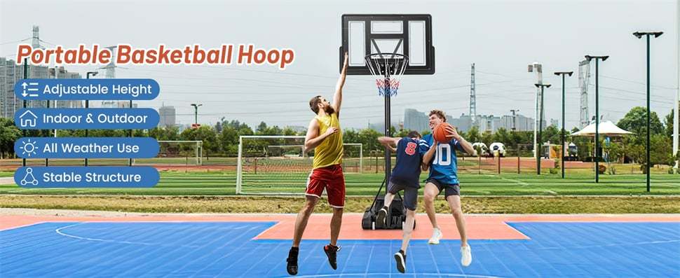 Basketball Hoop Outdoor 4.4-10FT Height Adjustable Portable Basketball Goal System with 44" Shatterproof Backboard, Fillable Base & Weight Bag