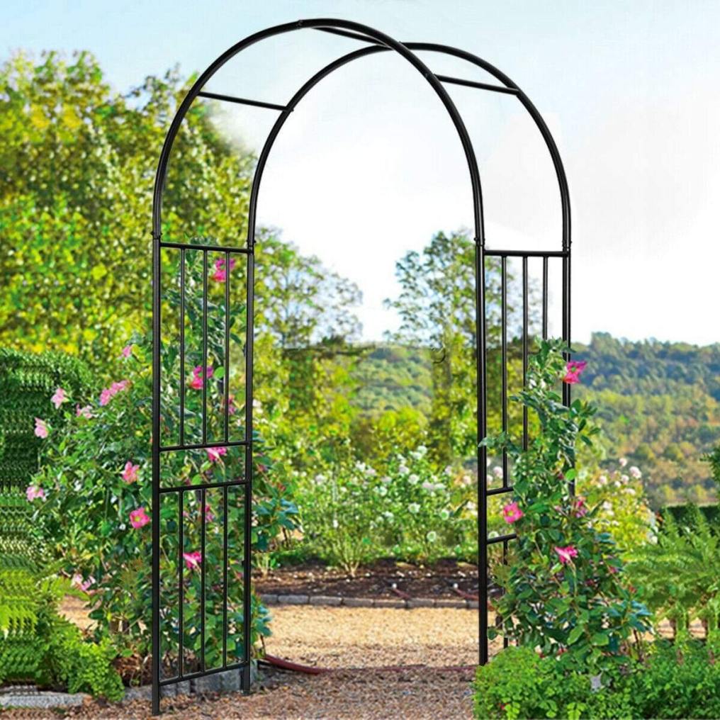 7.2FT Metal Garden Arch Trellis, Heavy Duty Steel Archway with Stakes for Climbing Plants, Wide Garden Arbor for Lawn, Party, Wedding Decoration