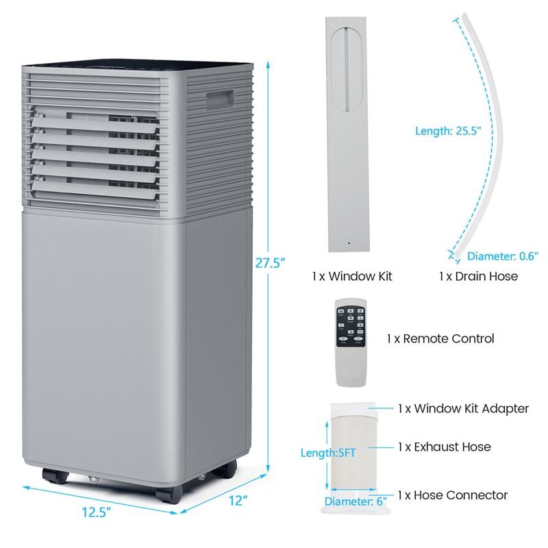 8000 BTU Portable Air Conditioner, 3-in-1 AC Unit Cools 230 sq.ft with Dehumidifier, Fan & Sleep Mode, Remote, Vent Kit for Bedroom, Office