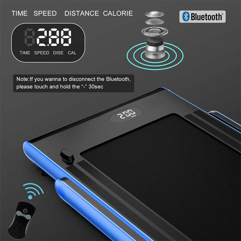 2-in-1 Folding Treadmill, 2.25HP Under Desk Treadmill with LED Display, APP & Remote Control, No Installation, Walking Jogging Machine for Home