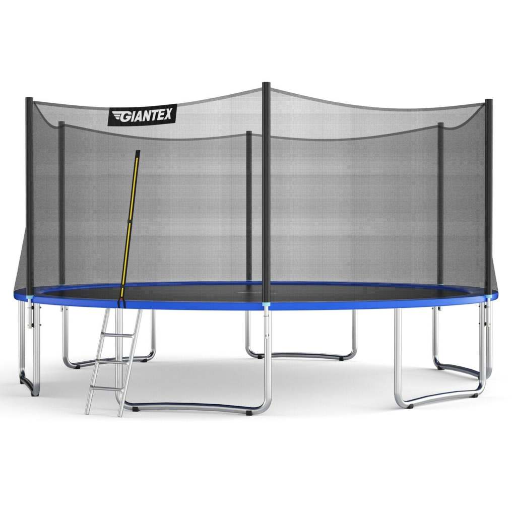 15Ft Outdoor Trampoline Combo with Enclosure Net and Spring Pad