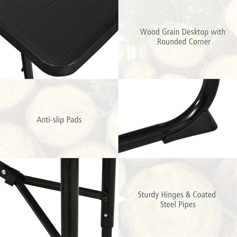 Folding Picnic Table Bench Set Outdoor Dining Table Large Camping Table with 2 Built-in Bench, HDPE Wood-like Texture, Weatherproof Steel Frame