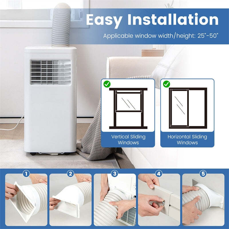 8000 BTU Portable Air Conditioner 5000 BTU SACC 3-in-1 AC Unit Built-in Dehumidifier & Fan with Remote Control & Window Kit