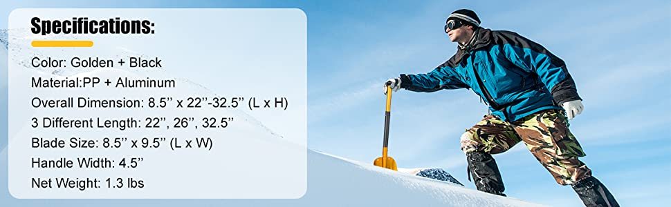 Folding Aluminum Snow Shovel Adjustable Emergency Utility Shovel with Non-slip Handle