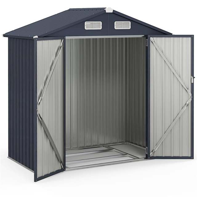 6.3' x 3.5' Outdoor Metal Storage Shed, Galvanized Steel Utility Tool Storage House Waterproof Garden Shed with 4 Vents Lockable Doors