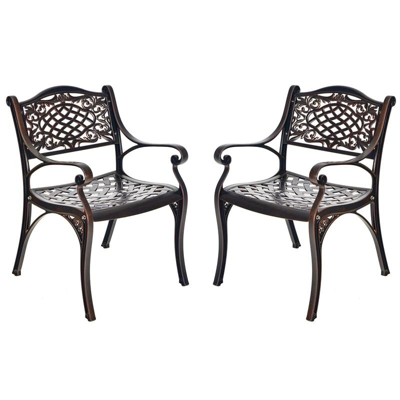 5 Piece Cast Aluminum Patio Bistro Set, All-Weather Outdoor Round Dining Table with Umbrella Hole & 4 Ergonomic Chairs for Backyard, Garden, Poolside