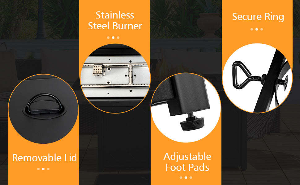 57" Rectangular Propane Fire Pit Table 50,000 BTU Auto-Ignition Patio Gas Fire Pit Table with Lid & Lava Rocks