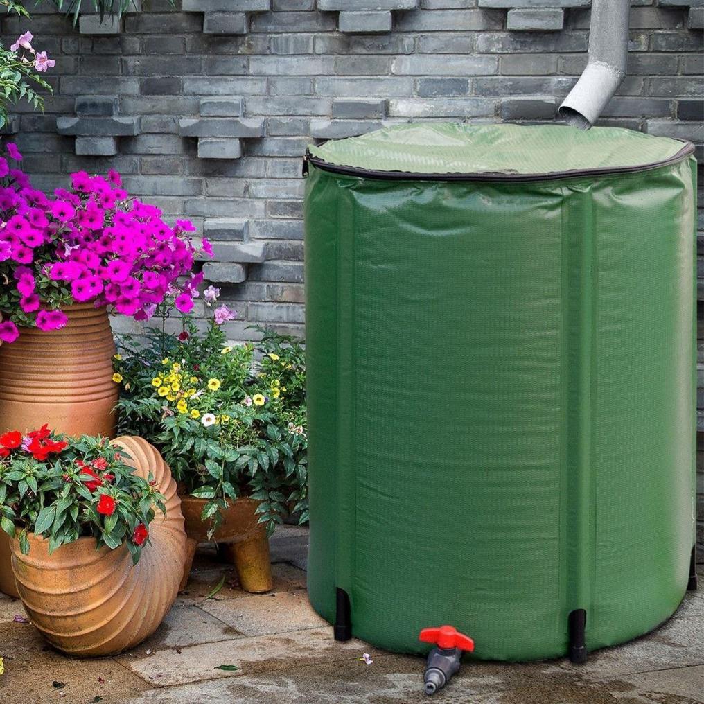 53 Gallon Collapsible Rain Barrel Portable Rainwater Storage Tank Fold Rainwater Collection Bucket with Spigot Water Storage Container