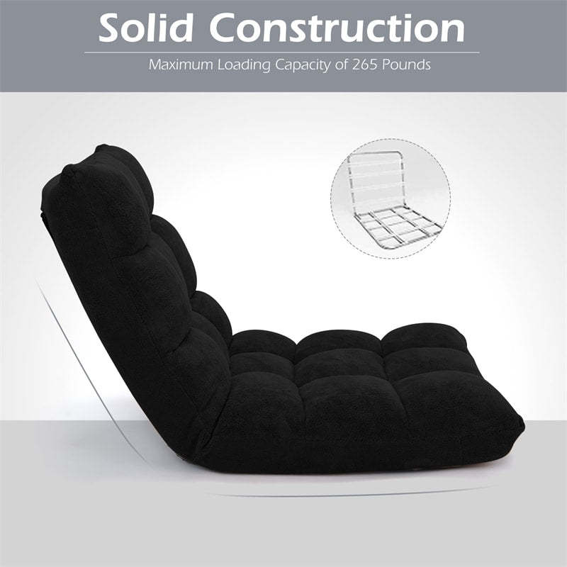 14-Position Adjustable Floor Chair, Folding Sofa Chair with Back Support, Floor Gaming Recliner for Living Room, Meditation, Reading
