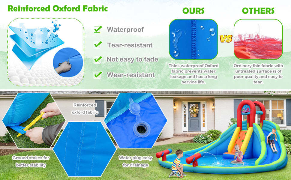 Inflatable Water Slide Bounce House with Mighty Splash Pool & 780W Air Blower