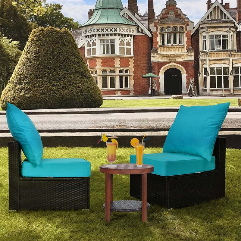 Deep Seat & Back Cushion Set with Rope Ties, Waterproof 6" Thick Indoor/Outdoor Chair Pads for Patio Furniture & Poolside