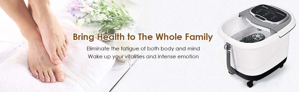 Portable Foot Spa Bath Motorized Massager with Heat Function Water Shower Shiatsu Massage Balls Time & Temper Control