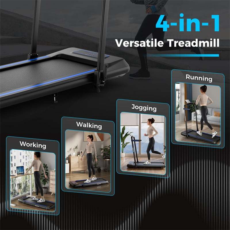 2-in-1 Folding Treadmill, 3.0HP Walking Pad with Incline, LED Display, Remote & APP Control, 265lbs Capacity Under Desk Treadmill for Home Office