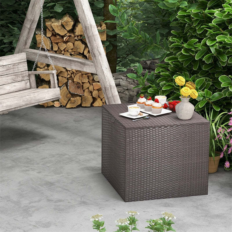 72 Gallon Rattan Wicker Deck Box with Waterproof Zipper Liner & Gas Strut, Outdoor Storage Box for Patio Cushions, Garden Tools, Backyard Accessories