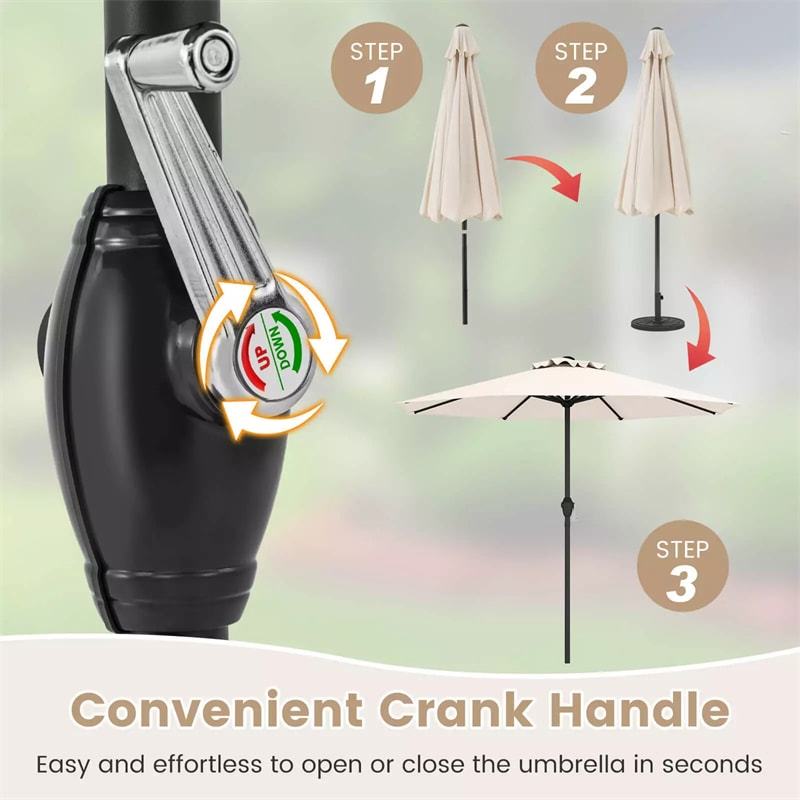 8.5FT Patio Umbrella, Outdoor Market Table Umbrella with Crank Handle, 8 Heavy Duty Ribs, Vented Top, Sun-Proof Canopy for Garden Yard Poolside