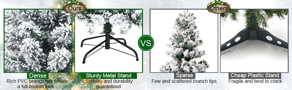 4.5FT Unlit Hinged Snow-flocked Artificial Pencil Christmas Tree with 242 Branch Tips