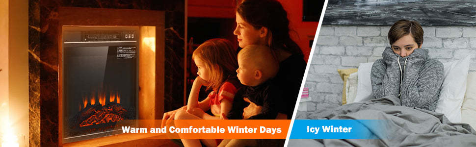 18 Inch Electric Fireplace Insert 1400 W Freestanding Recessed Fireplace with Adjustable Flame Thermostat Remote Control