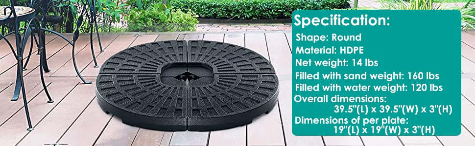 4 Plate Outdoor Cantilever Umbrella Base Stand for Patio