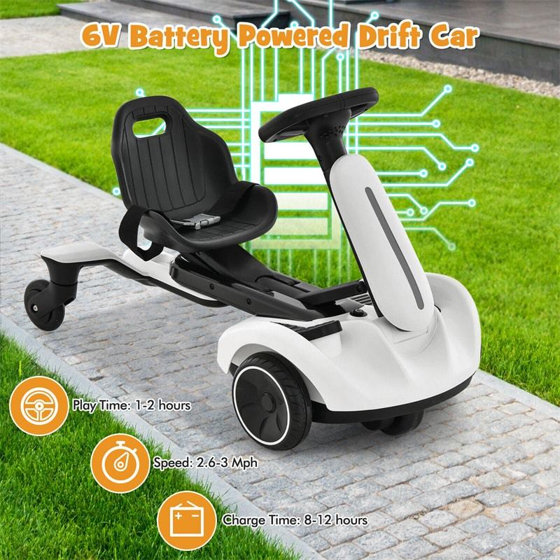 6V Electric Kids Ride-On Drift Car with 360° Spin, 2-Position Adjustable Seat, Horn & Engine, Drifting Go Kart Toy for Boys & Girls