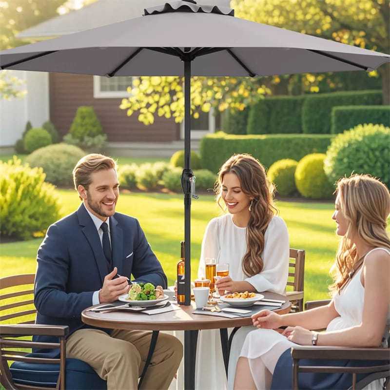 8.5FT Patio Umbrella, Outdoor Market Table Umbrella with Crank Handle, 8 Heavy Duty Ribs, Vented Top, Sun-Proof Canopy for Garden Yard Poolside